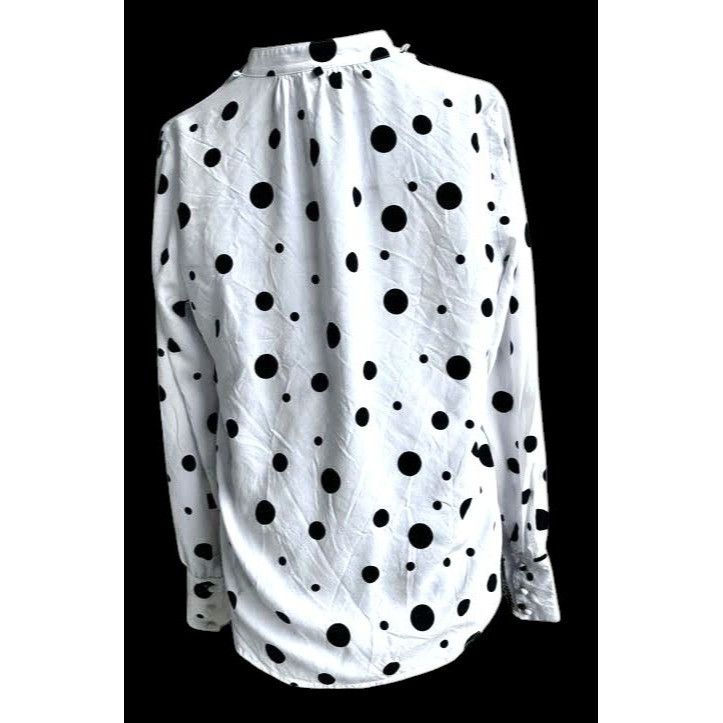 Designer × Vintage Adriano Goldschmied Shirt Sz S White Black Dots Modal Collar Size S / US 4 / IT 40 - 5 Thumbnail