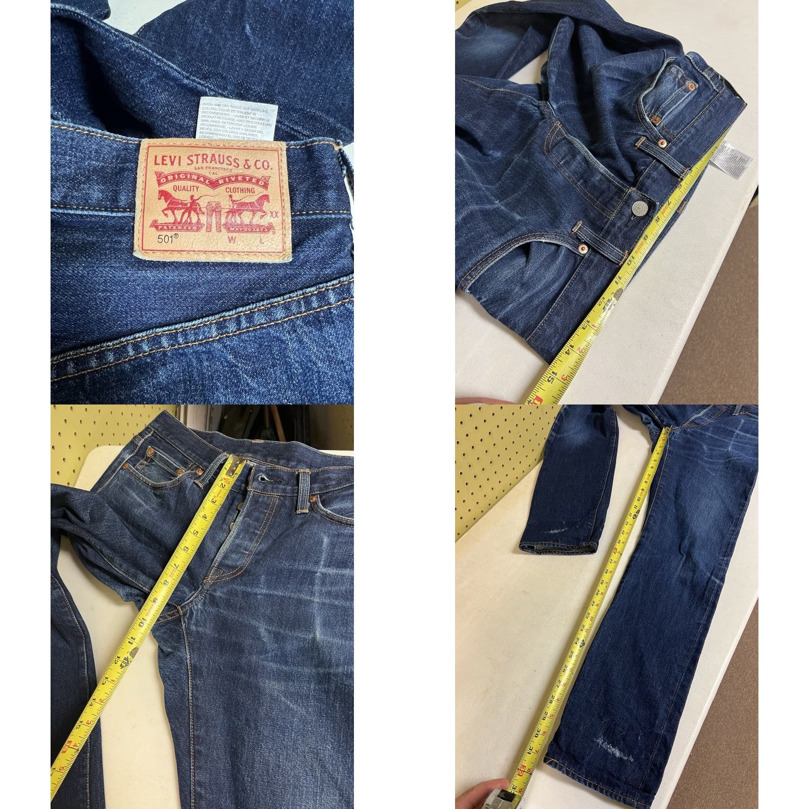 Levi's VINTAGE Levi’s 501 Jeans Distressed Button Fly Blue Denim 29x31 Medium Wash Regular Mens Size US 29 - 9 Thumbnail