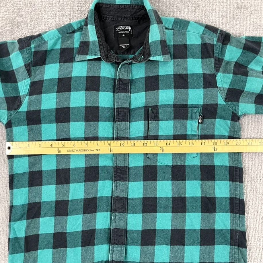 Vintage VINTAGE STUSSY Shirt Mens Medium Green Gray Plaid Flannel Button-Up Long Sleeve Streetwear Size US M / EU 48-50 / 2 - 5 Thumbnail