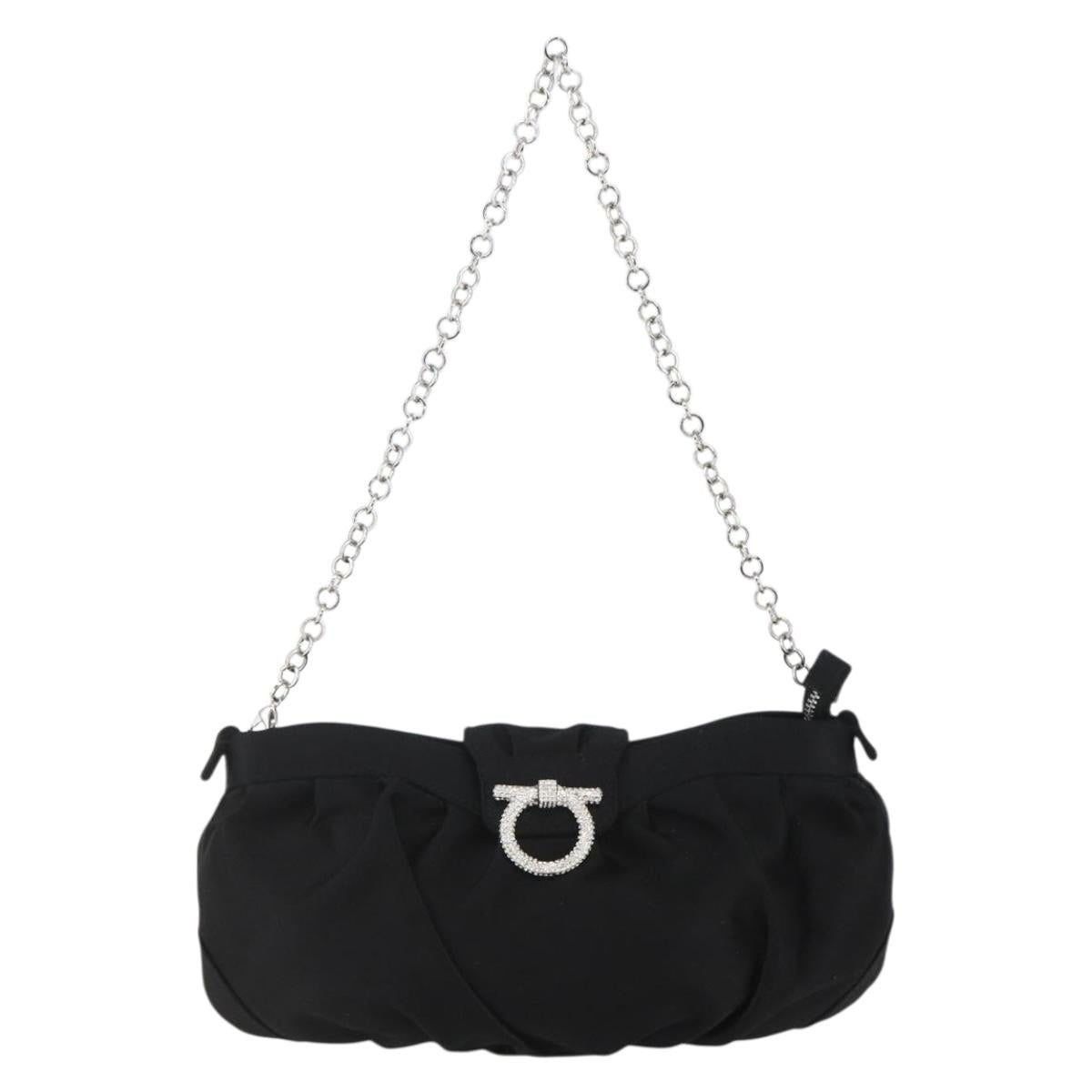 Salvatore Ferragamo Salvatore Ferragamo Satin Gancini Chain Shoulder Bag Black Size ONE SIZE - 1 Thumbnail