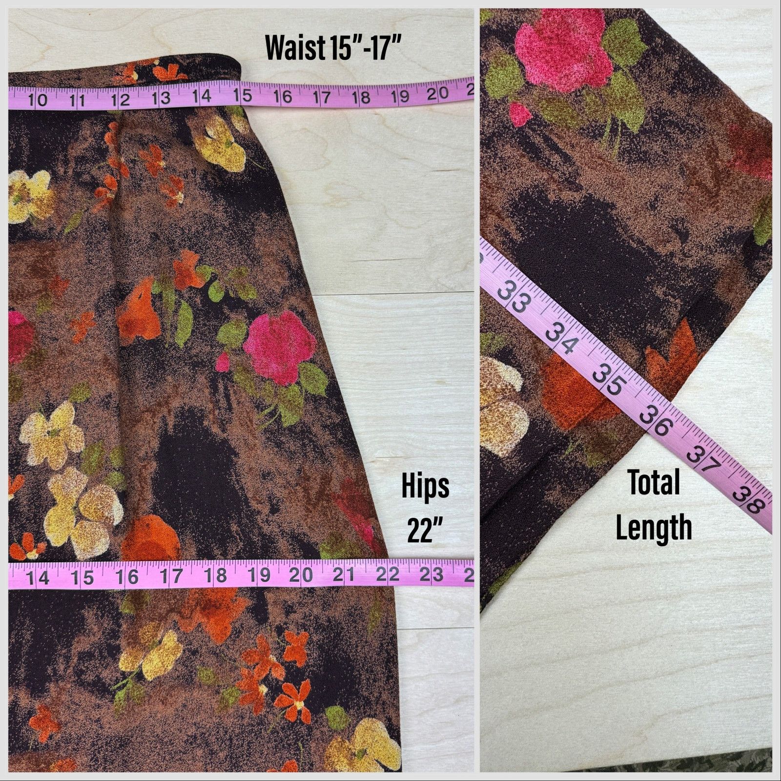 Vintage Vintage 1990s Autumnal Floral Button Front Midi Skirt Size 30" / US 8 / IT 44 - 5 Thumbnail
