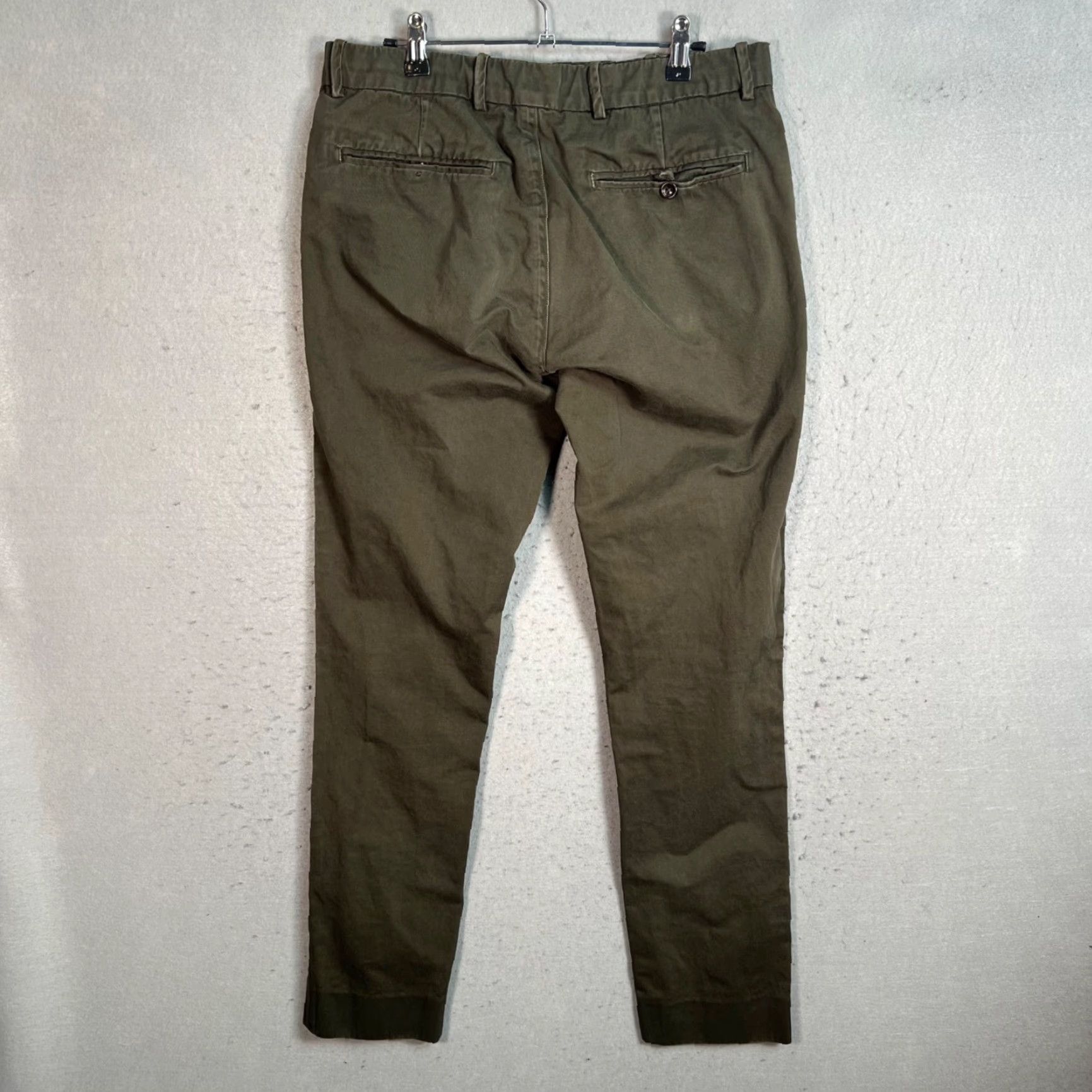 Unis Unis Mens Pants Skinny 32 Olive Green Chino 100% Cotton Made In USA Mens 32 Green 90s? Size US 32 / EU 48 - 2 Thumbnail