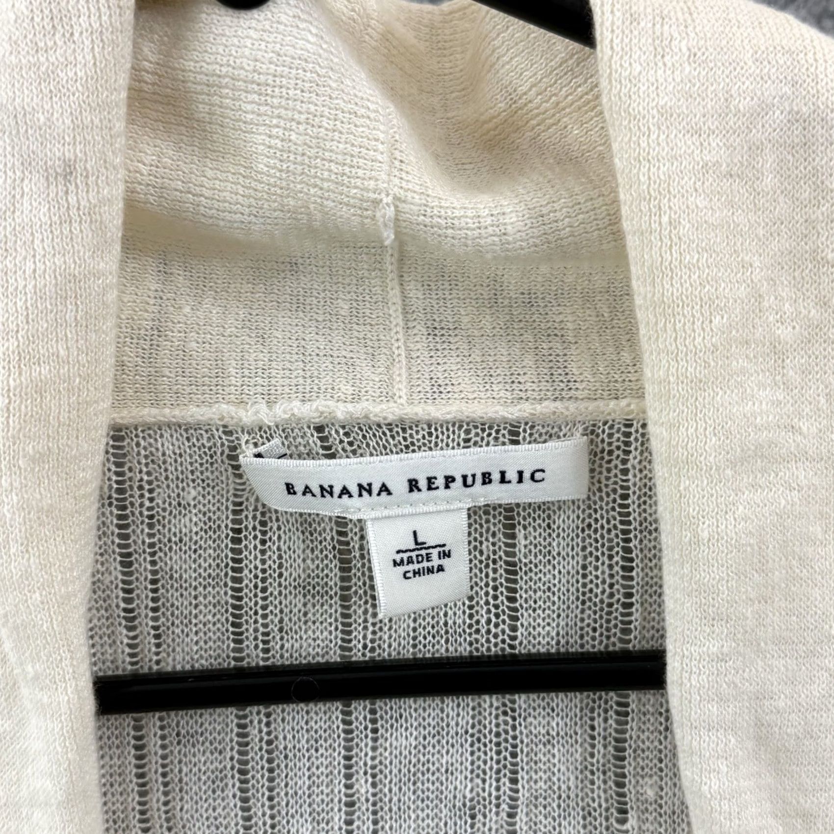 Banana Republic Banana Republic Cardigan Women's Large Ivory Open Front Sweater 100% Linen Knit Knit Open Front Dolman Sleeve Casual Vintage: No Size L / US 10 / IT 46 - 6 Thumbnail