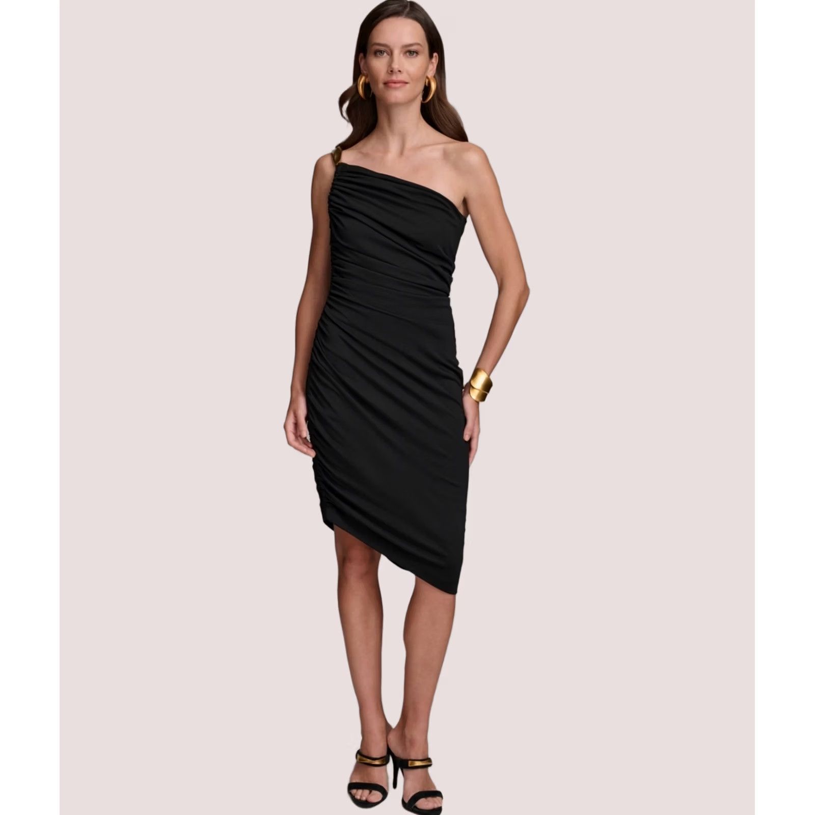 Donna Karan DONNA KARAN NEW YORK Ruched Midi Dress Womens Black Size 8 Size M / US 6-8 / IT 42-44 - 1 Preview