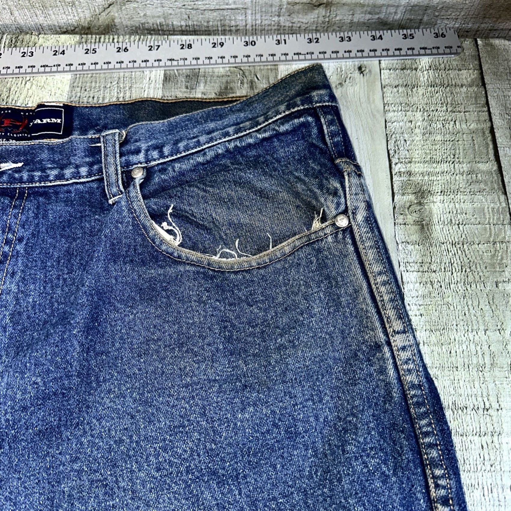Phat Farm VINTAGE Phat Farm Jeans 38X33 Mens Denim Wide-Leg Baggy 90s Blue Dark Wash Jeans Retro Hip Hop Streetwear Urban Logo Size US 38 / EU 54 - 5 Thumbnail