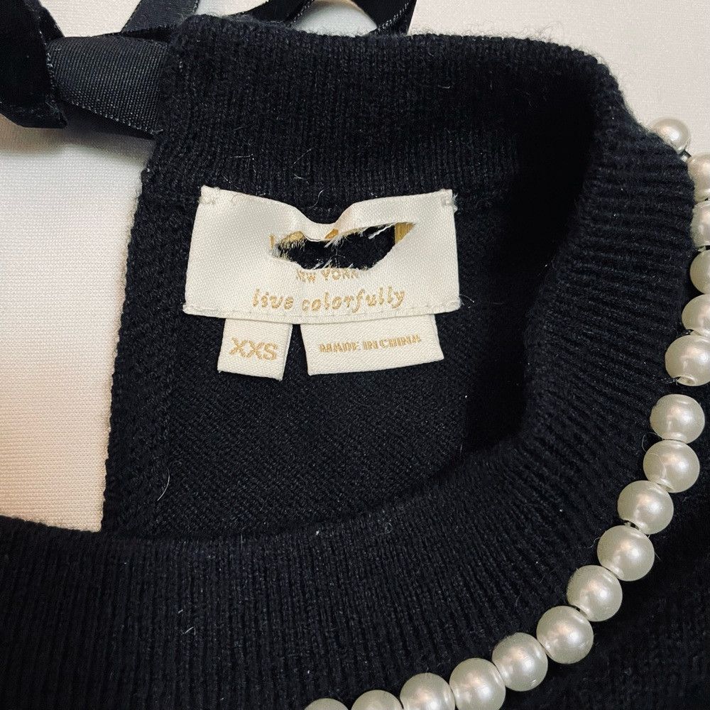 Kate Spade New Kate Spade Black Pearl-Embellished Short-Sleeve Sweater Size XXS / US 00 / IT 34 - 8 Thumbnail