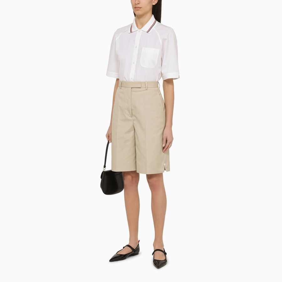 Thom Browne o1d2blof1024 High-Waisted Bermuda Shorts in Beige Size 27" / US 4 / IT 40 - 2 Thumbnail