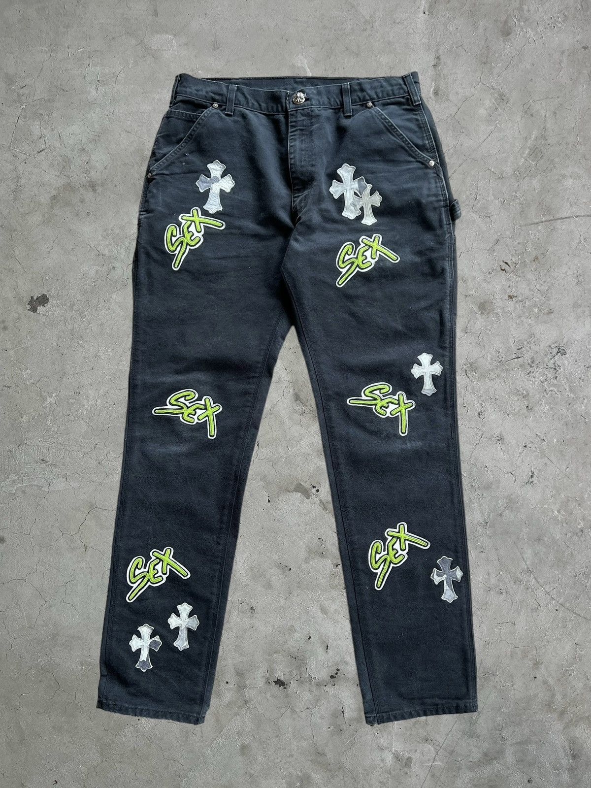 Chrome Hearts Cross Patch Jeans | Grailed