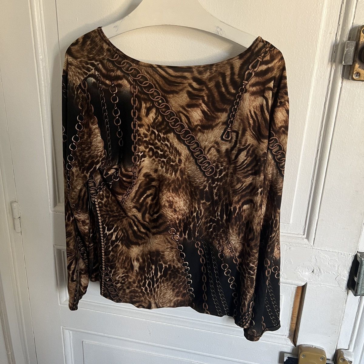 Japanese Brand × Vintage Y2K Mesh Tee Top Blouse chains print tiger jpg margiela Size XL / US 12-14 / IT 48-50 - 4 Thumbnail