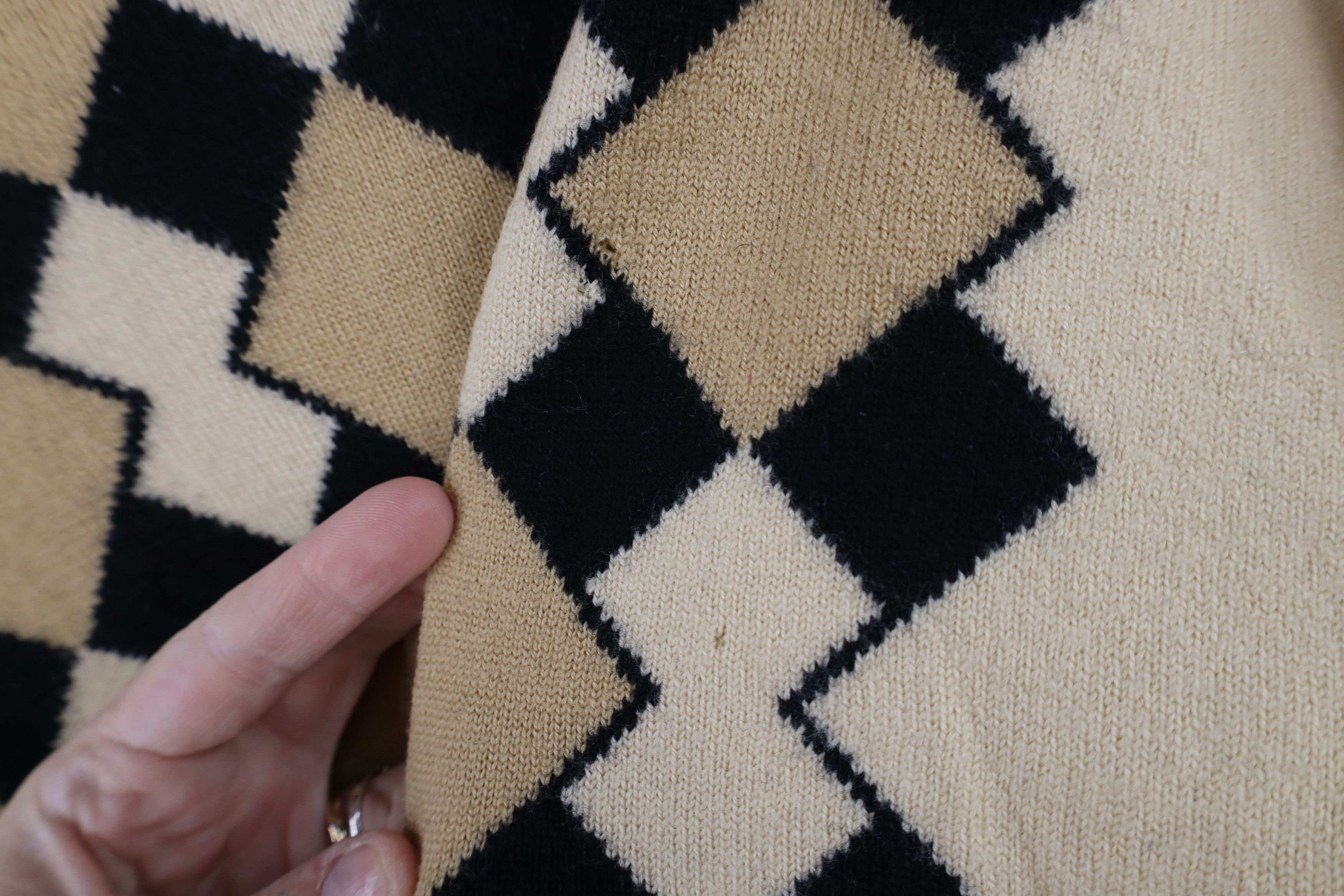 DKNY × Vintage Vintage 90s DKNY Wool Knit Diamond Turtleneck Sweater Size L / US 10 / IT 46 - 4 Thumbnail
