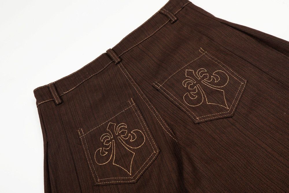 Japanese Brand American-style men's loose cros embroidered curved trousers Size US 32 / EU 48 - 5 Thumbnail
