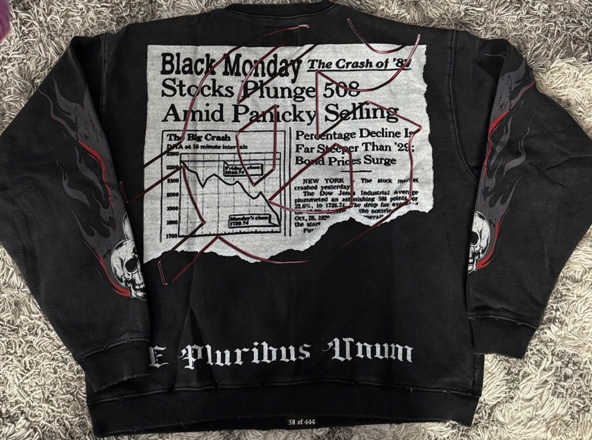 GODSPEED “BLACK MONDAY” SWEATSHIRT in Black Washed (Medium)