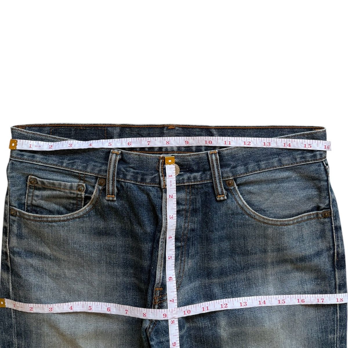 Levi's × Levi's Vintage Clothing Vintage 90s Levis 577 Faded Blue Wash Distress Bootcut Jeans Size 32" / US 10 / IT 46 - 12 Thumbnail