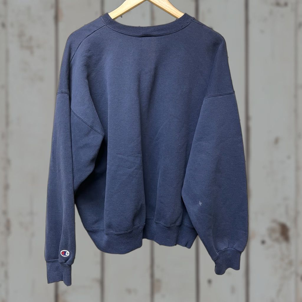Champion VINTAGE Champion Sweatshirt Men XL Crew Neck Blue 90s Retro Solid Long Sleeve Cotton Blend All Seasons Pullover Logo Basic Training Size US XL / EU 56 / 4 - 1 Thumbnail