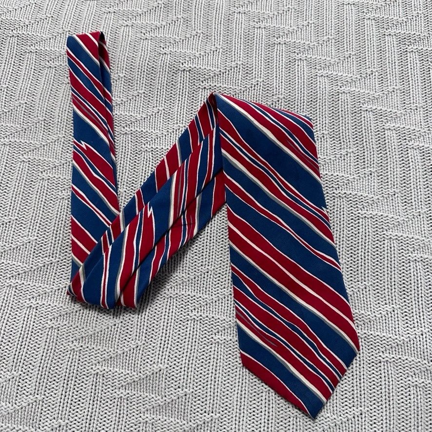 Oleg Cassini Vintage Oleg Cassini red and blue striped Italian silk tie Size ONE SIZE - 1 Thumbnail