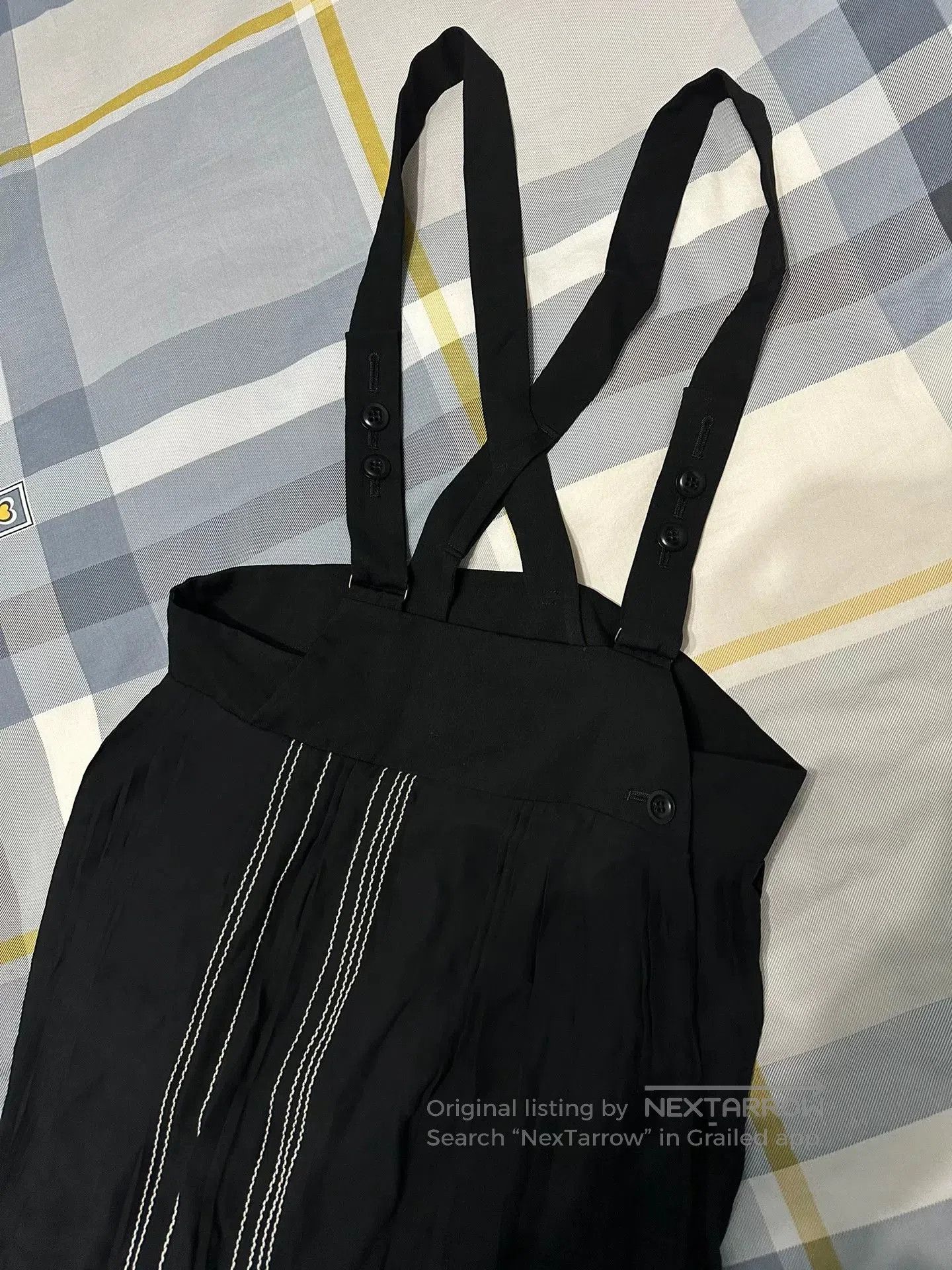 Y's Y's Black Pinafore Dress with Straps. Size 33" - 2 Thumbnail