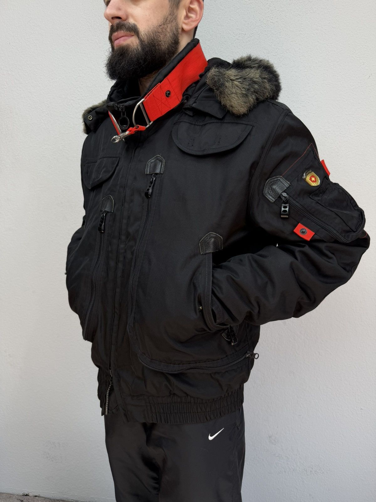 If Six Was Nine Vintage Rick Owens Vibe Black Bomber Jacket Faux Fur Collar Size US L / EU 52-54 / 3 - 4 Thumbnail