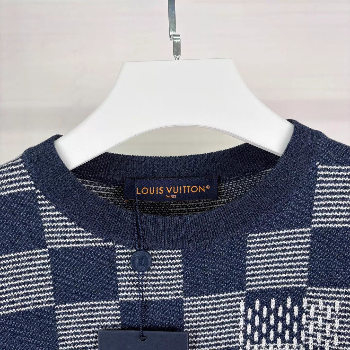 Louis Vuitton Louis Vuitton Blue Damier Short Sleeve Knit M Size US M / EU 48-50 / 2 - 3 Thumbnail