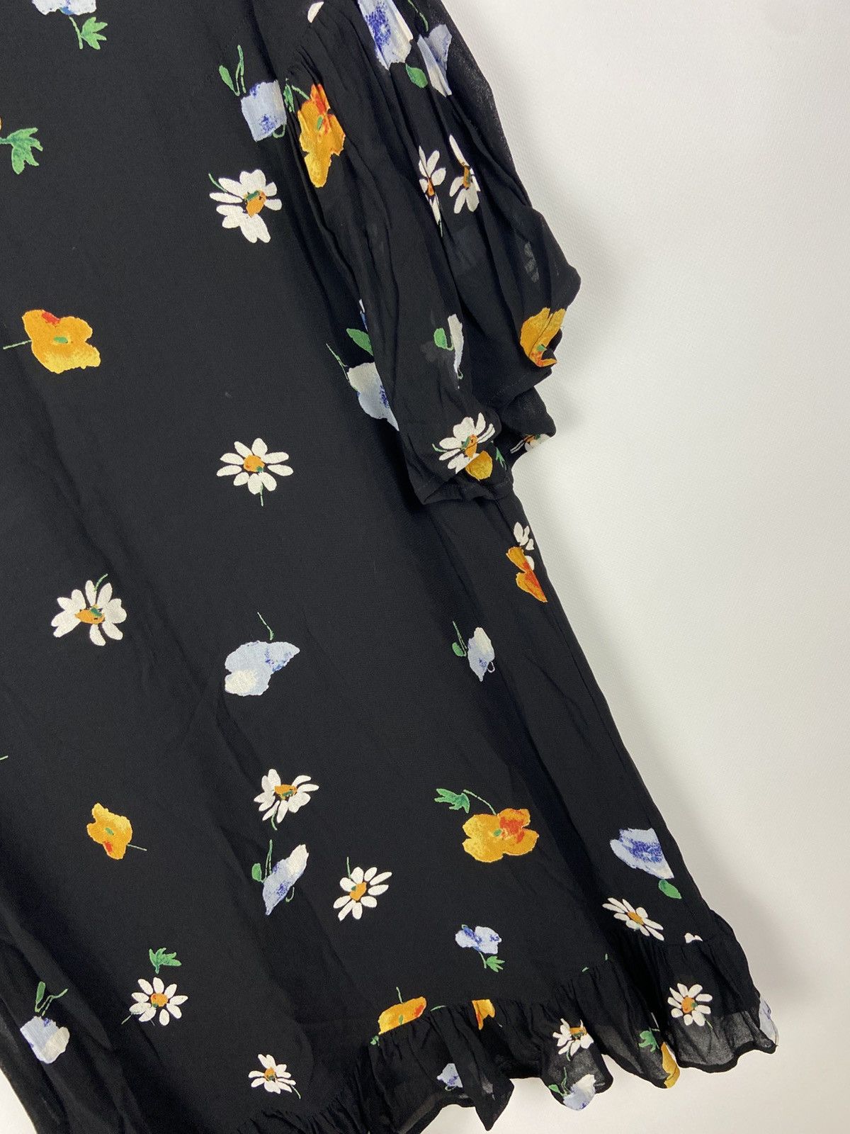 Designer × Ganni Ganni Dainty Georgette Floral Black Mini Dress Sz 36 Size XS / US 0-2 / IT 36-38 - 5 Thumbnail