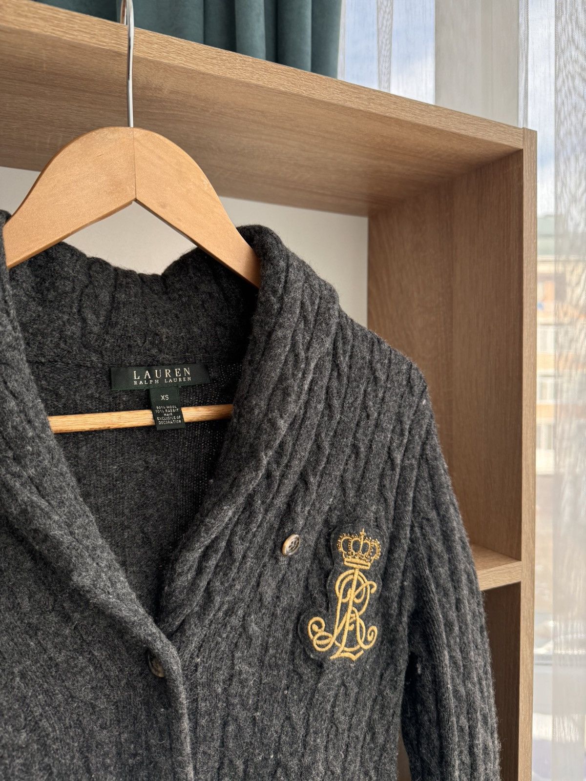 Lauren Ralph Lauren × Polo Ralph Lauren × Vintage Vintage Lauren Ralph Lauren W’ Grey Cable Knit Cardigan Size XS / US 0-2 / IT 36-38 - 2 Thumbnail