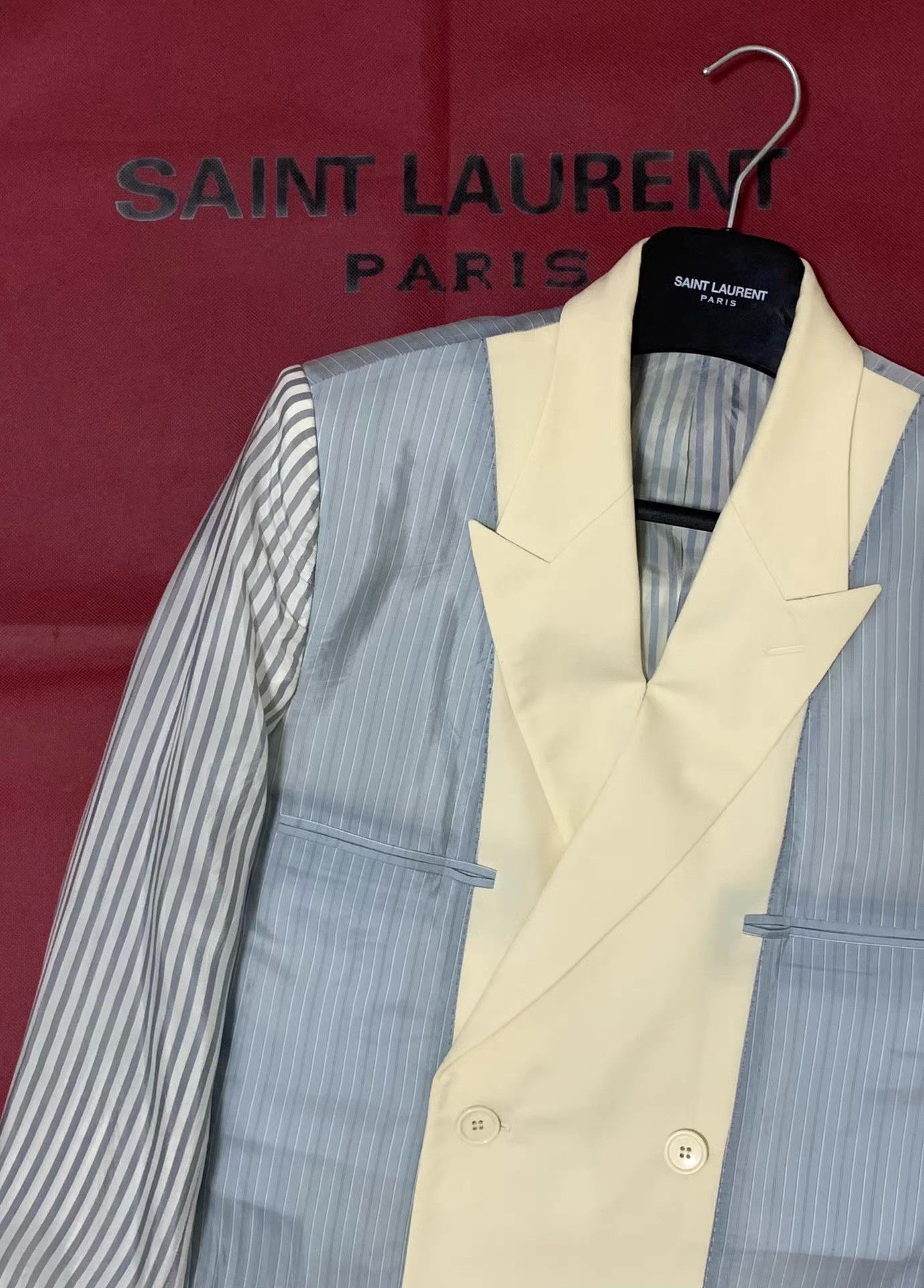 Dior DiorMen19SSRunwayPiecePeakLapelStriped Patchwork Blazer Q12 Size 48R - 3 Thumbnail