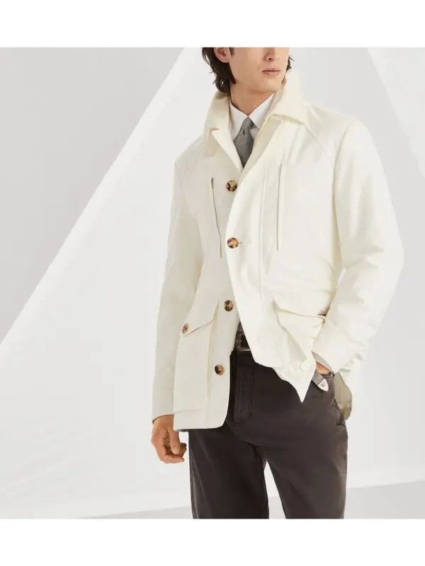 Brunello Cucinelli o1y0526 Belted Jacket in White Size US M / EU 48-50 / 2 - 3 Thumbnail