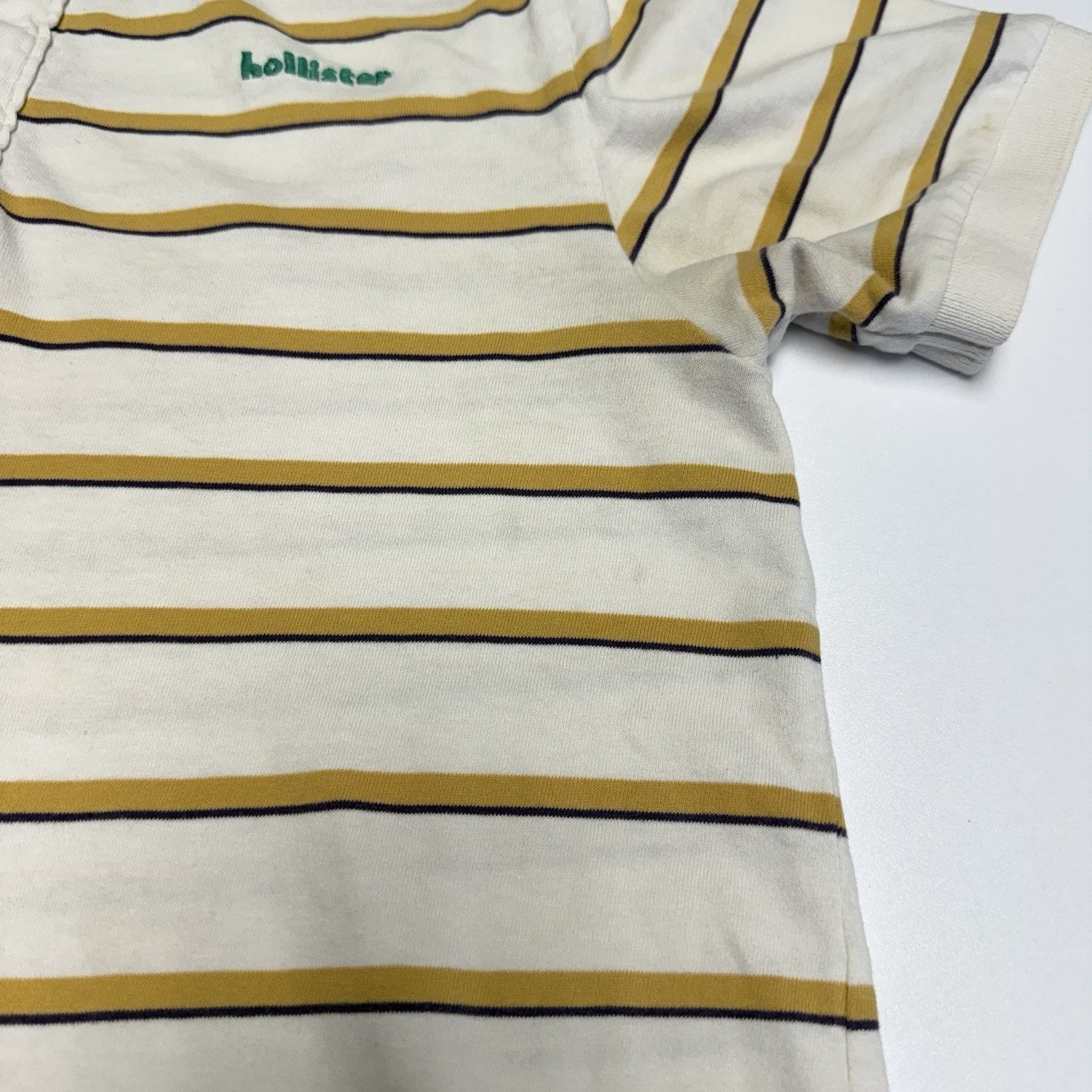 Hollister Hollister Womens Polo T Shirt White Striped Short Sleeve Y2K Size S / US 4 / IT 40 - 6 Thumbnail