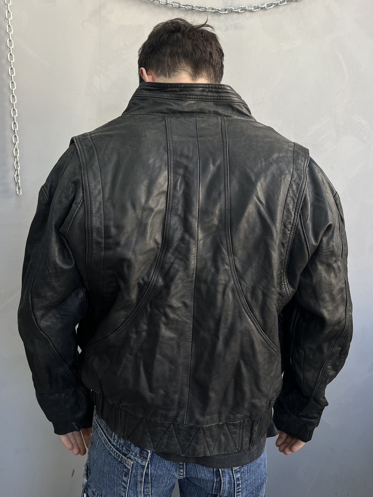 14th Addiction Avant garde leather cropped bomber rick owens style y2k Size US L / EU 52-54 / 3 - 7 Thumbnail