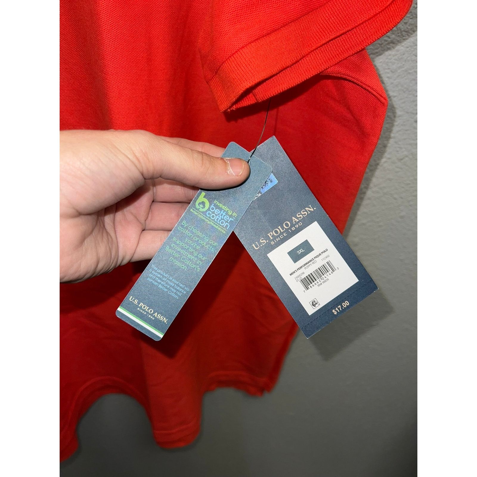 U.S. Polo Assn. US Polo Assn Red Polo Shirt Mens Performance Pique Polo 3XL Size US XXL / EU 58 / 5 - 4 Thumbnail