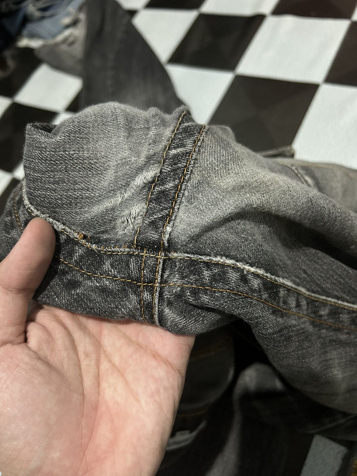 Japanese Brand Flare Semantic design disteressed denim🎌☠️☠️ Size US 34 / EU 50 - 19 Thumbnail