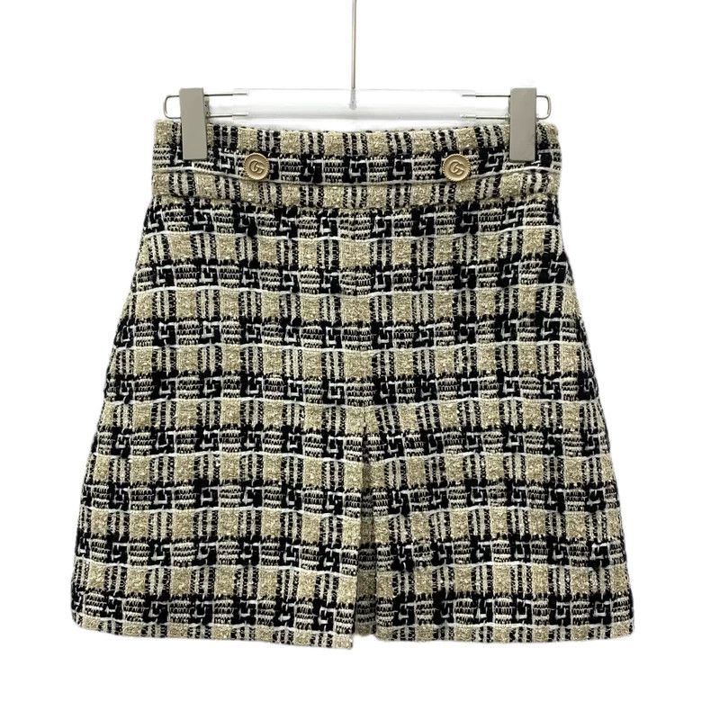Gucci Gucci Color-blocked plaid double G buckle tweed short skirt Size 24" / US 00 / IT 34 - 1 Thumbnail