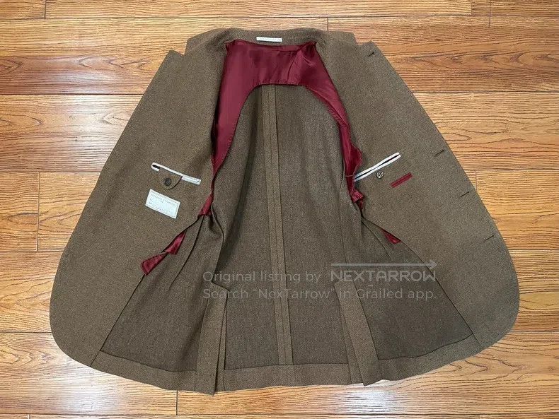 Brunello Cucinelli Brunello Cucinelli Men's Brown Suit Jacket, Collar Stand a Size 46L - 3 Thumbnail
