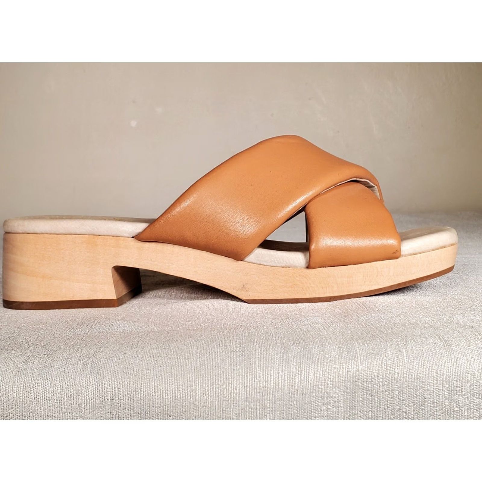 Sanctuary Sanctuary Lively Soft Tan Leather Wood Heel Platform Sandals Women US 9 M New♪ Size US 9 / IT 39 - 2 Thumbnail