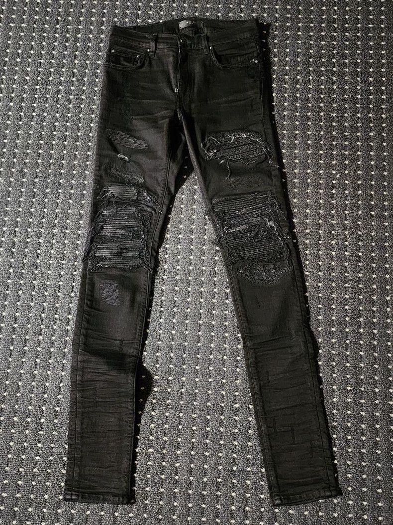Amiri Black leather mx1 jeans -DMC