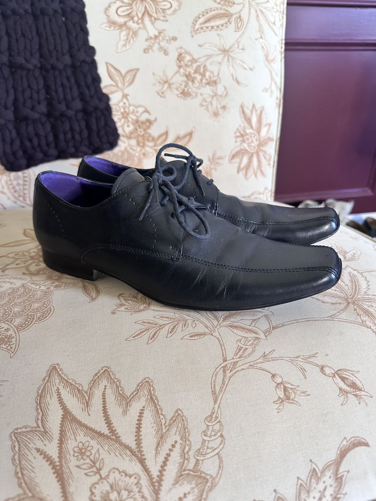 Kurt Geiger Squire square toe black leather derby shoes Size US 9 / EU 42 - 1 Thumbnail