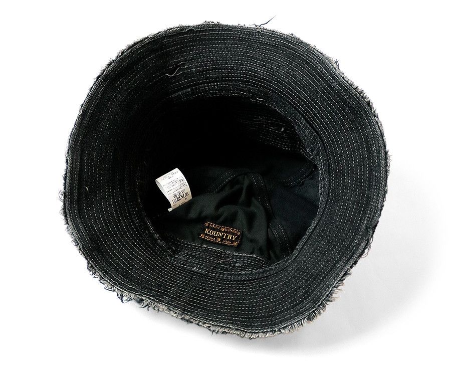 Kapital Kapital 11.5oz old man and sea crash damage black denim hat Size ONE SIZE - 5 Thumbnail