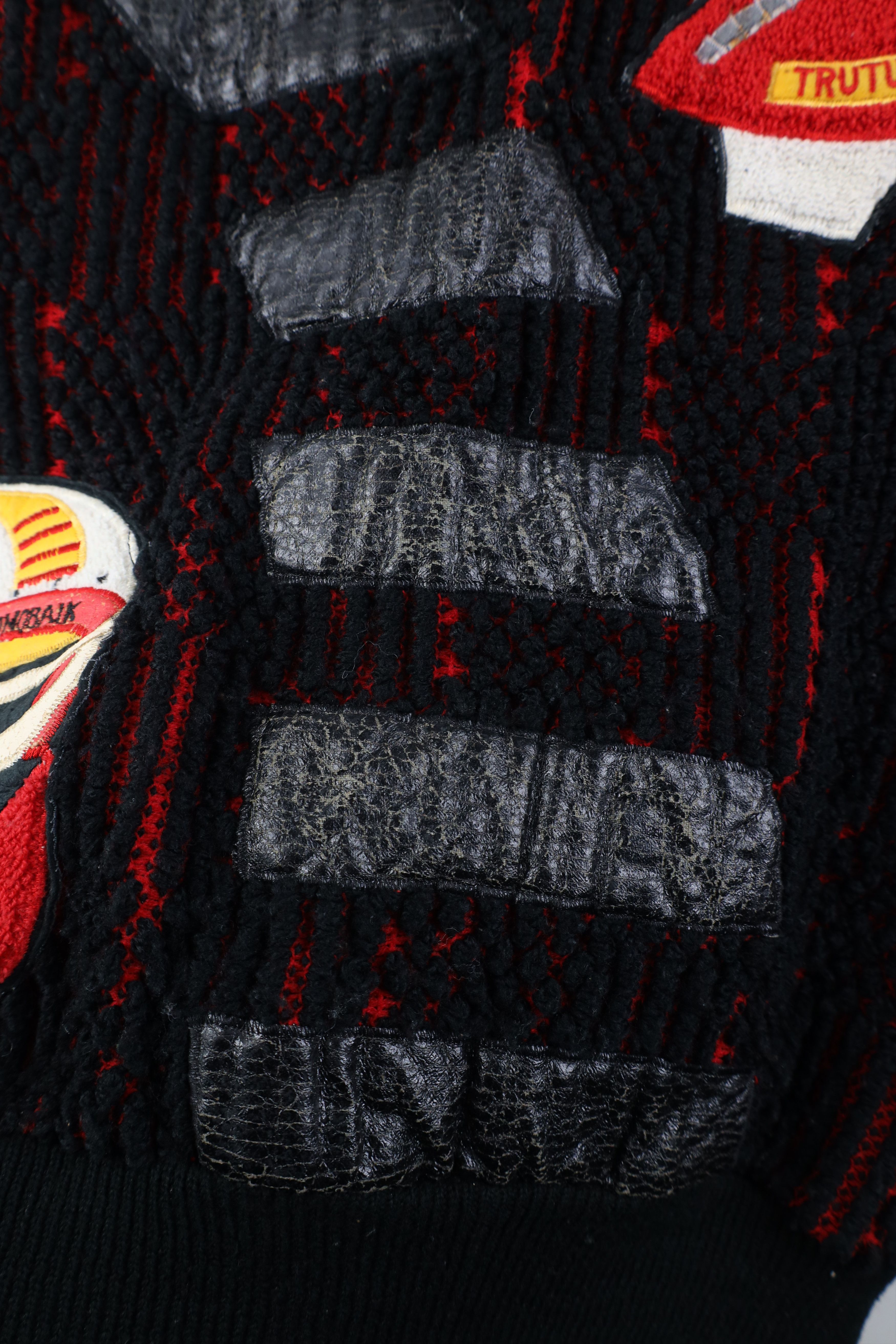 Vintage Vintage 90s Streetwear Trim Chunky Knit Football Sweater Size US M / EU 48-50 / 2 - 8 Thumbnail