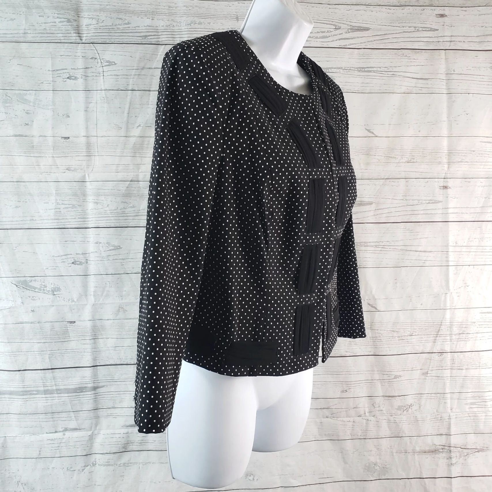 Vintage Cabi 5156 Womens Polka Dot Blazer Jacket Sz 6 Black White 3/4 Sleeve Rayon Blazer Womens Blazer Jacket Size M / US 6-8 / IT 42-44 - 3 Thumbnail