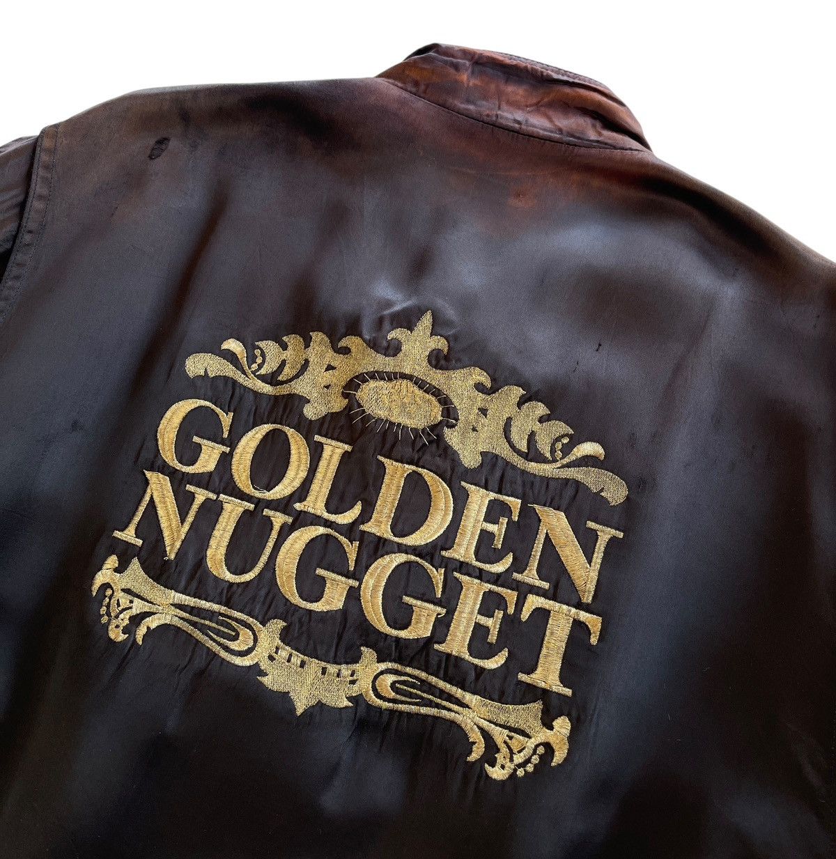 Vintage 80s Golden Nugget Satin Bomber Jacket Size US L / EU 52-54 / 3 - 9 Thumbnail