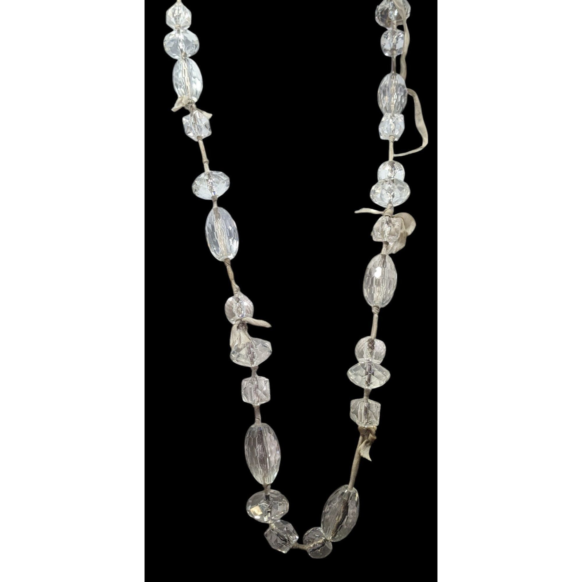 J.Crew J.Crew Chunky Clear Beaded Grey Ribbon Station Necklace Size ONE SIZE - 3 Thumbnail