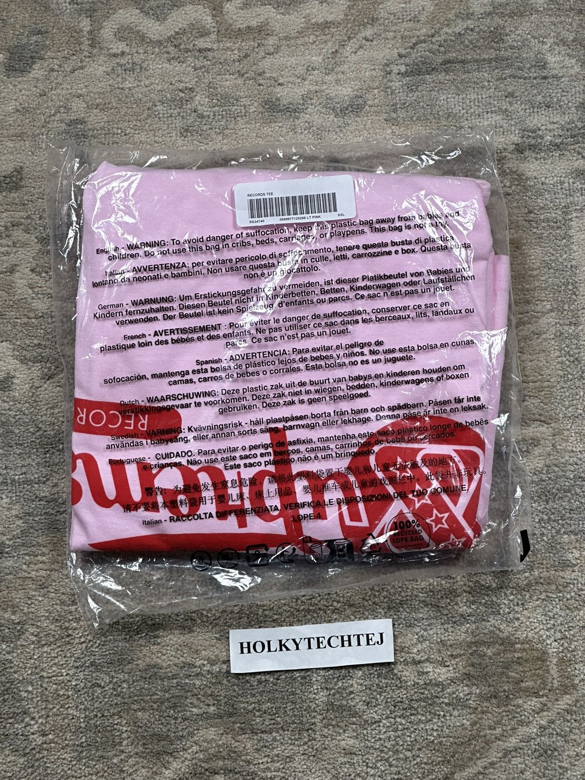Supreme Supreme Records Tee - Light Pink - XXL - SS24 Size US XXL / EU 58 / 5 - 2 Thumbnail