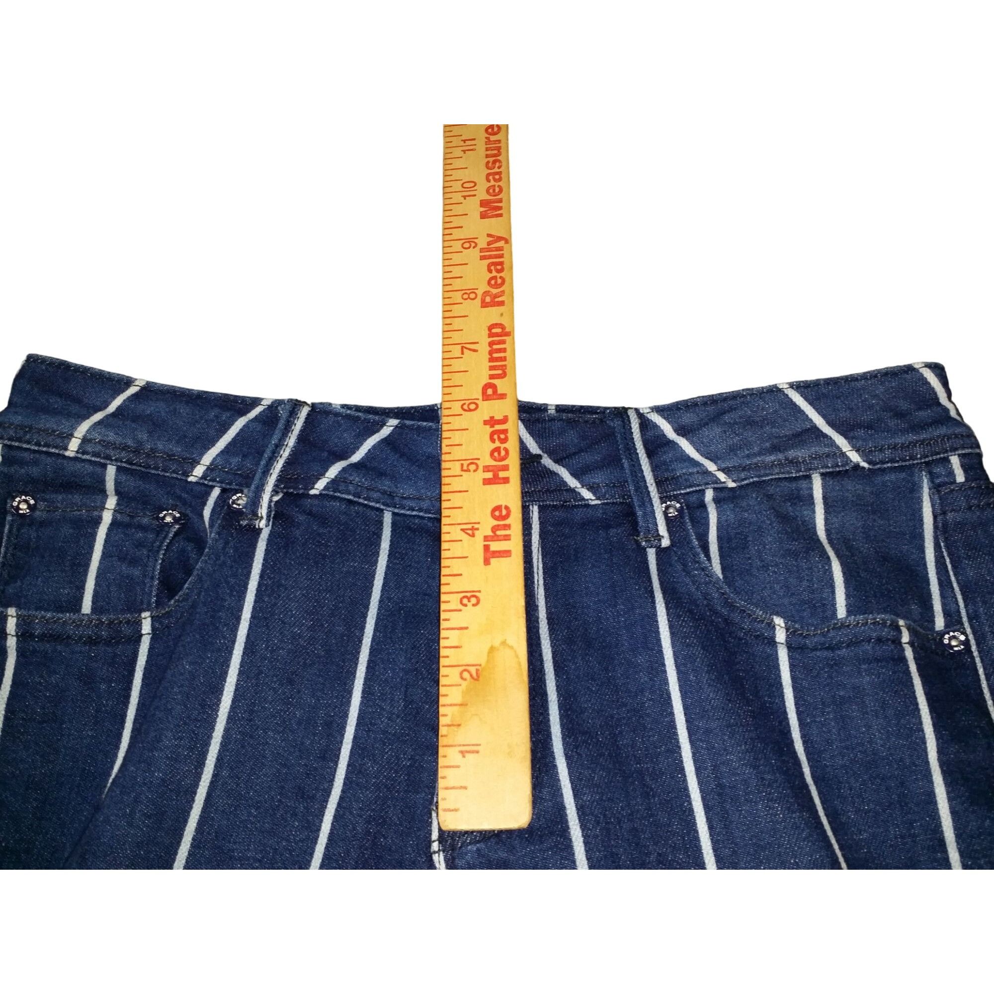 Grace in LA Grace In LA Jeans Women Sz 27 Pinstripe Flare Frayed Bell Bo Size 27" / US 4 / IT 40 - 4 Thumbnail