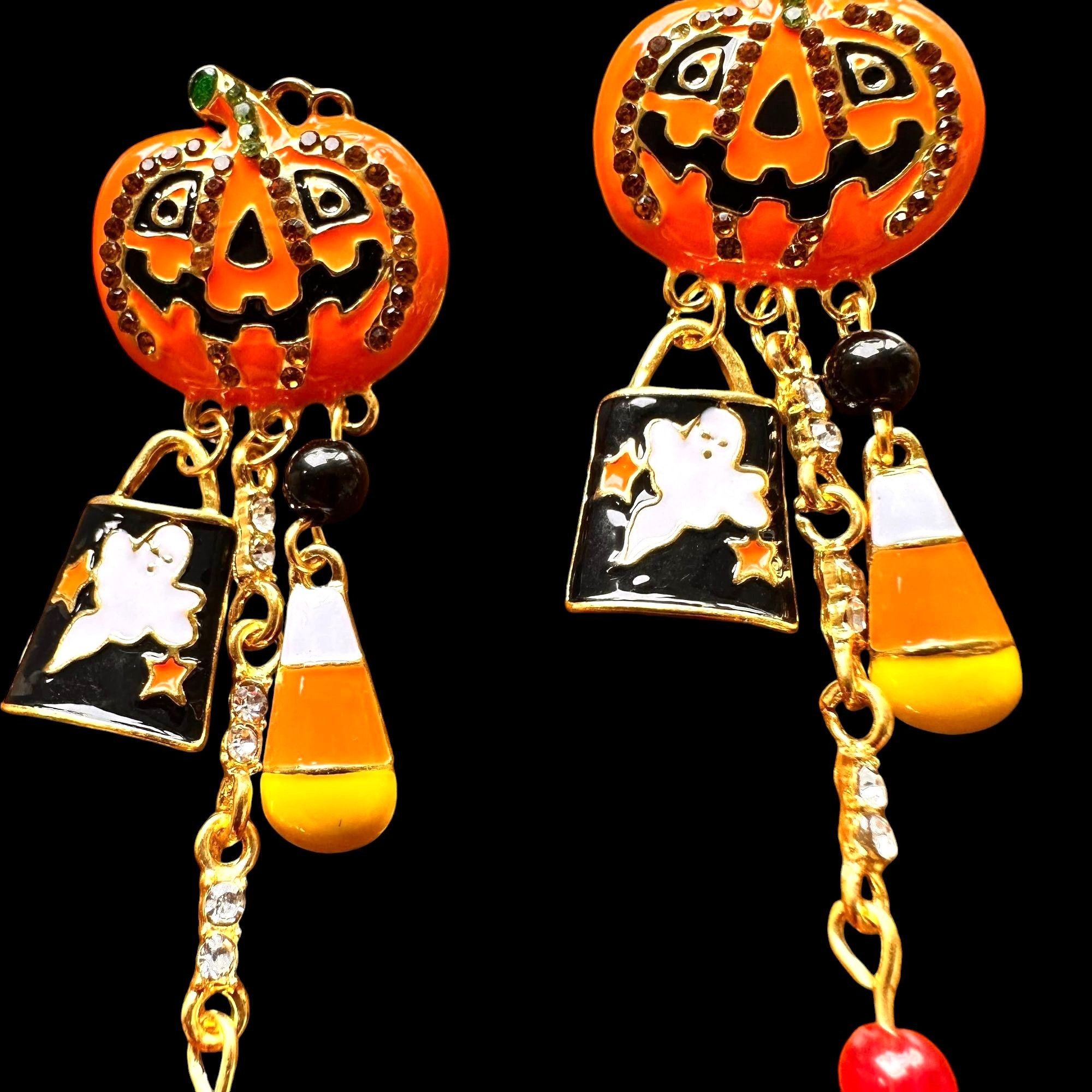Handmade Halloween Earrings New Jack O Lantern Candy Corn Ghost Beads Size ONE SIZE - 10 Thumbnail