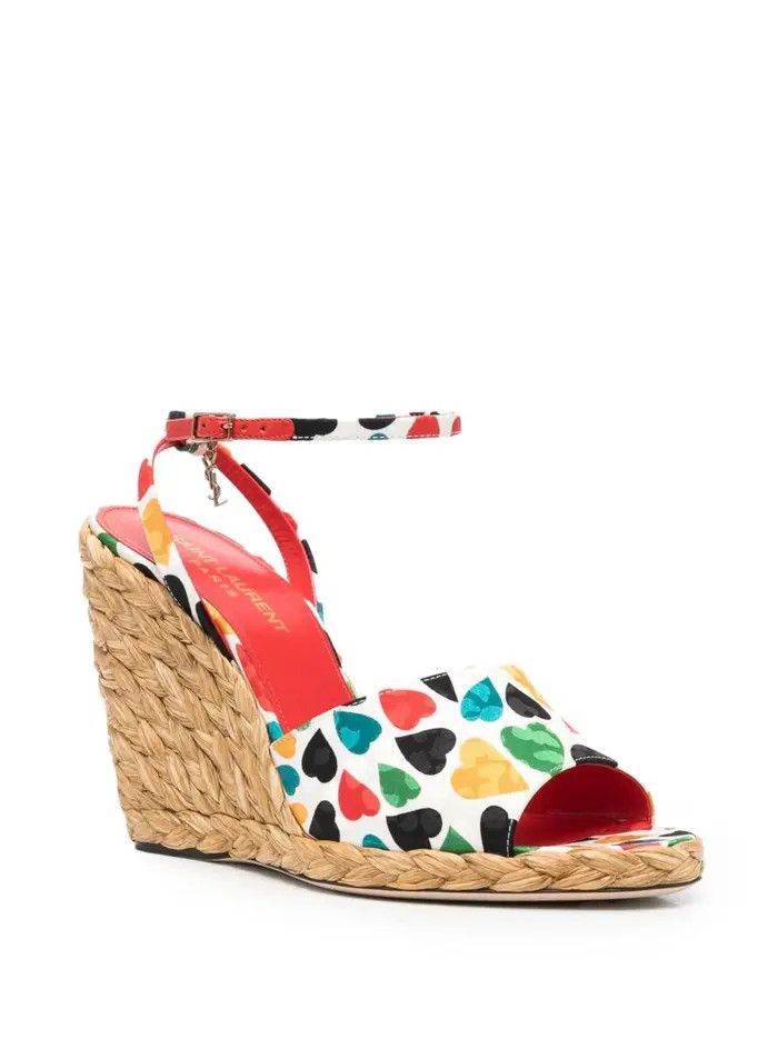 Saint Laurent Paris o1bcso1str1124 Paloma Wedge Espadrilles in Multicolor Size US 10.5 / IT 40.5 - 3 Thumbnail