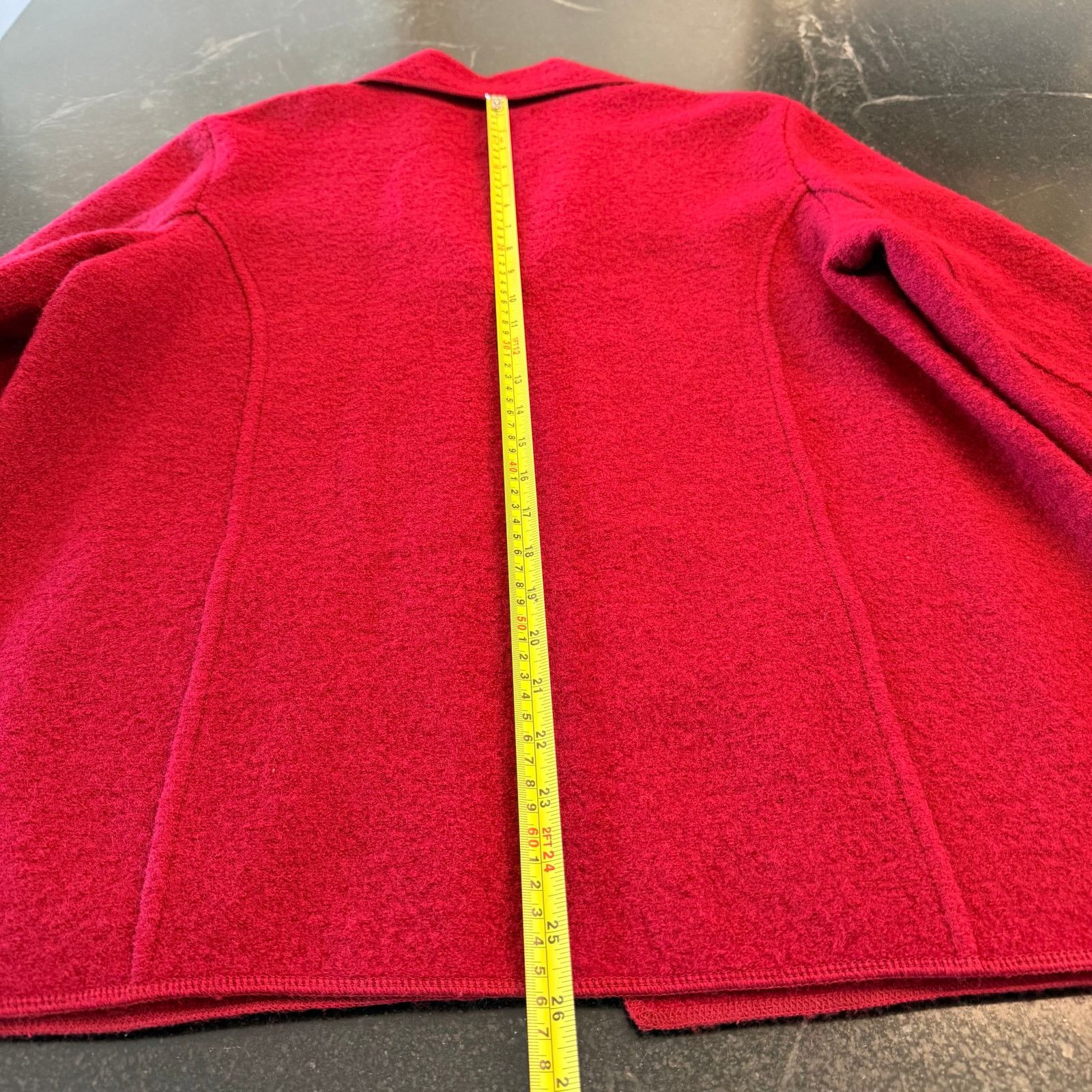 Other Alexandra Bartlett Red Wool Swing Coat Black Applique Size L Size L / US 10 / IT 46 - 8 Thumbnail
