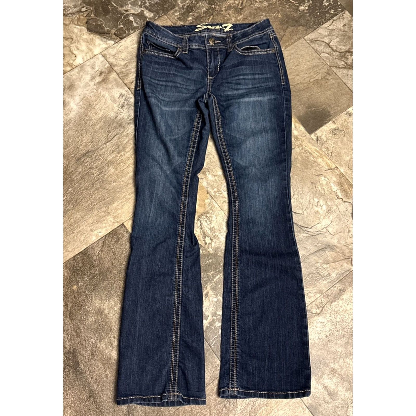 Vintage Seven7 Jeans Bootcut Denim 5-Pocket Stretch Blue 30x32 Womens Size 6 Regular Sit Rise 7" Vintage No Size 28" / US 6 / IT 42 - 3 Thumbnail