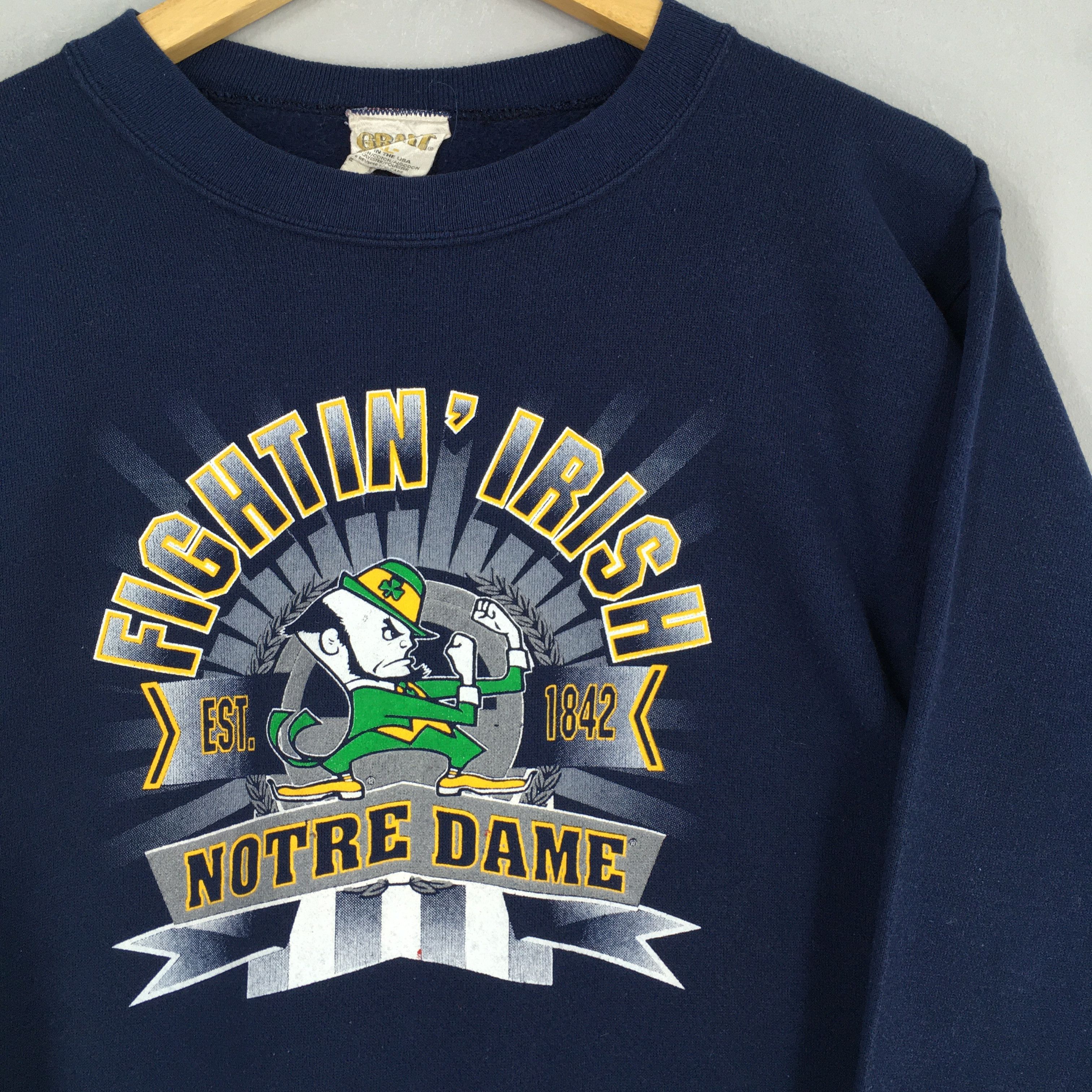 NCAA Vintage 90s Notre Dame Fighting Irish Ncaa Sweatshirt Small Size US S / EU 44-46 / 1 - 2 Thumbnail