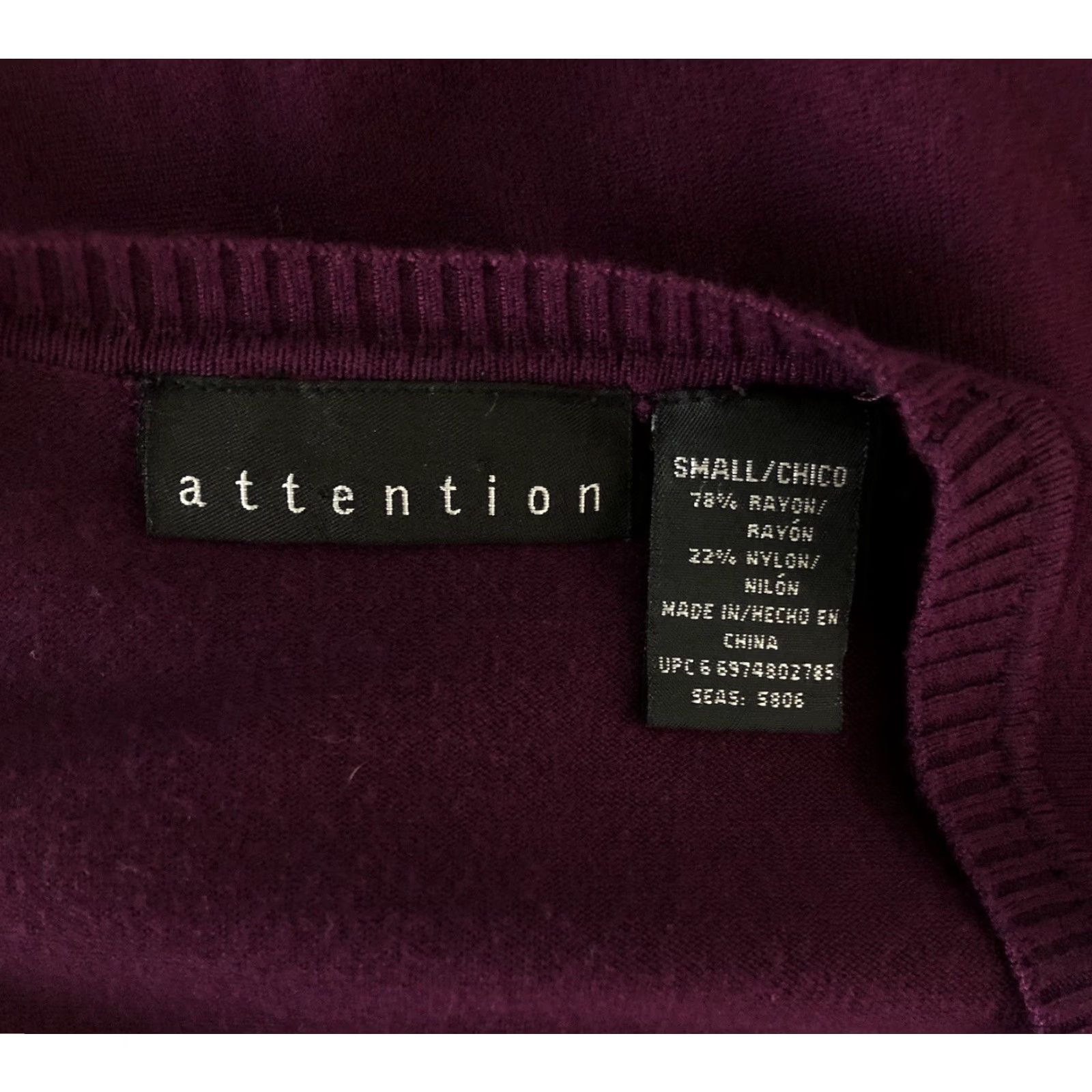 Vintage VINTAGE Attention Sweater Shirt Womens S Burgundy V-Neck Longsleeve Pullover 90s Grunge Academia Size S / US 4 / IT 40 - 4 Thumbnail