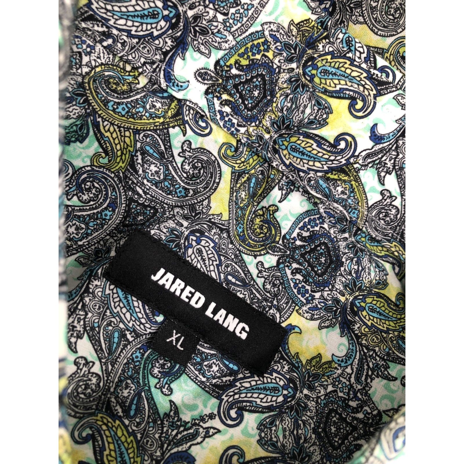 Jared Lang JARED LANG Paisley Mens XL Shirt - Button-Up - Long Sleeve - Green / Yellow / White / Black / Blue - B1 Size US XL / EU 56 / 4 - 5 Thumbnail