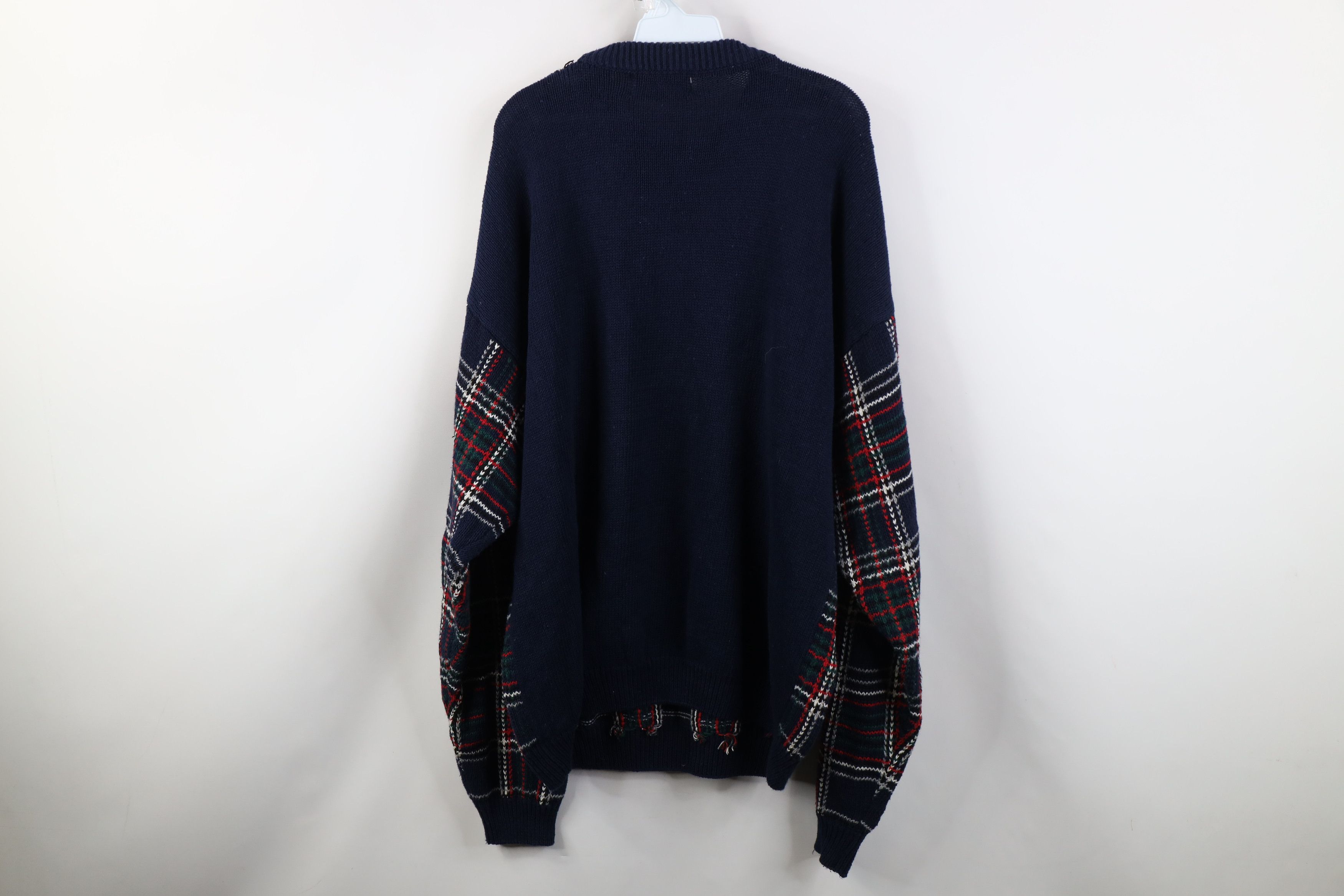 Vintage Vintage 90s Streetwear Baggy Fit Knit Crewneck Sweater Plaid Size US XL / EU 56 / 4 - 10 Thumbnail